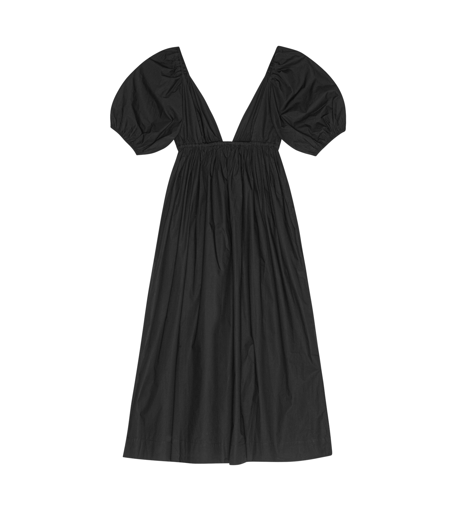 Black Cotton Poplin Maxikleid – Atelier X