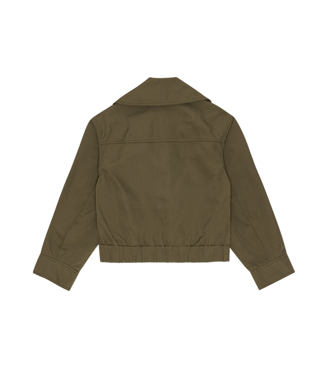 Green Heavy Twill Wide Collar Short Jacket