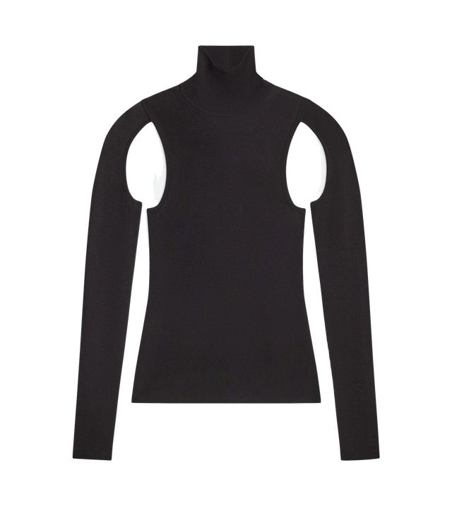 Feinstrick-Rollkragenpullover mit Cut-Outs