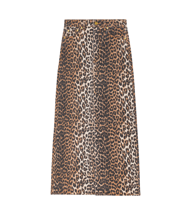 Leopard Denim Maxi Slit Rock