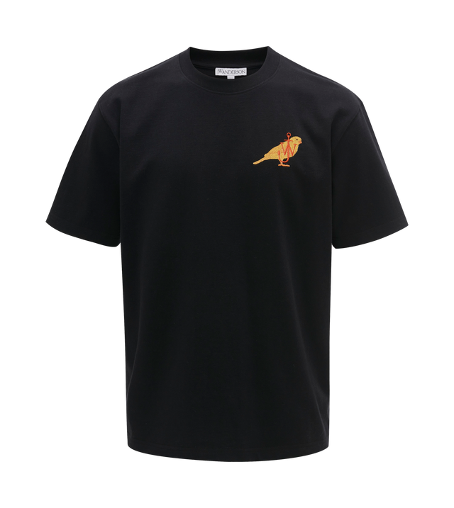 T-Shirt mit Kanarienvogel-Stickerei