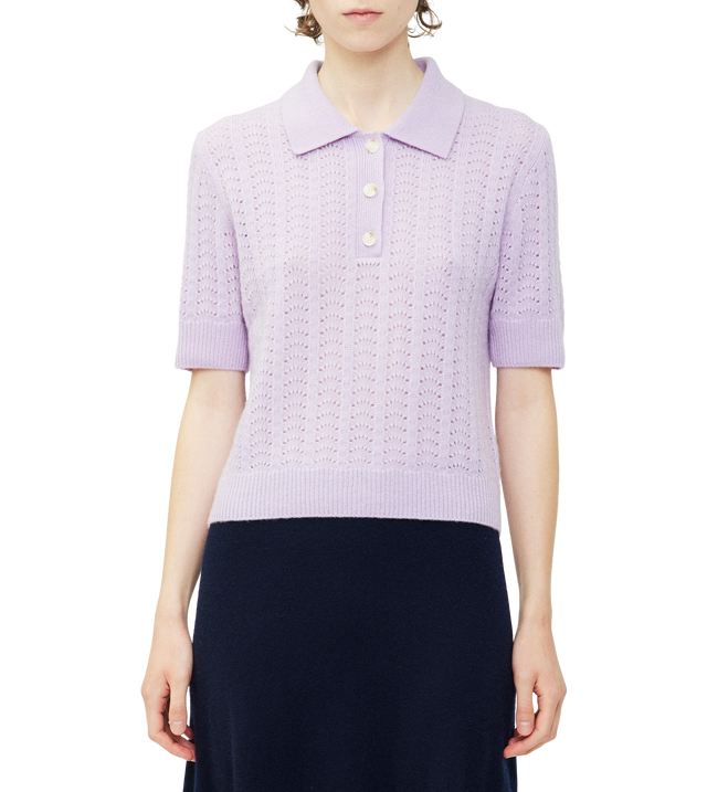 Masy Kurzarm-Poloshirt aus feinem Lochstrick