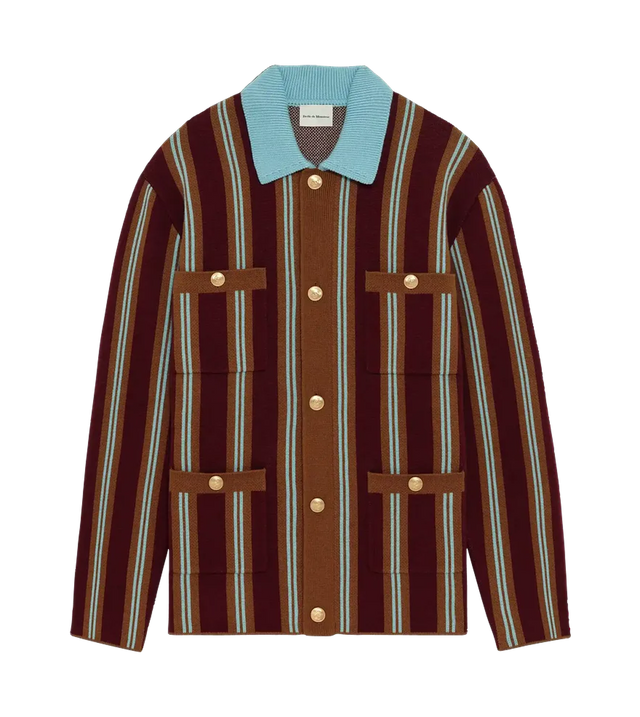 Gestreifte Strickjacke mit Reißverschluss