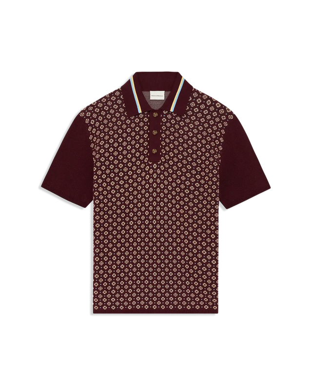 Jacquard Strick-Poloshirt mit Krawatten-Detail