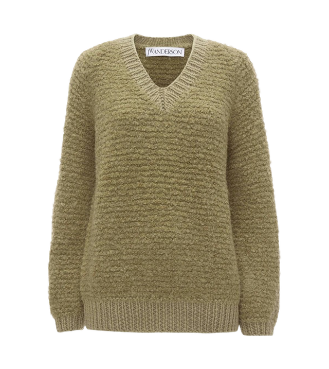 Bouclé-Sweatshirt mit V-Ausschnitt