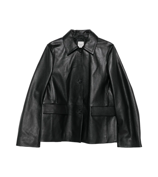 Strukturierte Lederjacke mit Reißverschluss