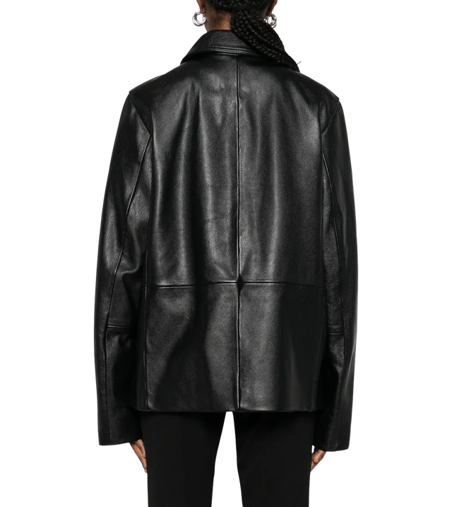 Strukturierte Lederjacke mit Reißverschluss