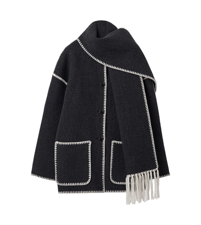 Embroidered scarf jacket