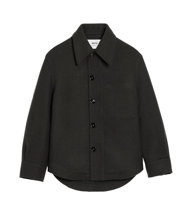 Geknöpfte Jacke aus gekochter Wollgabardine
